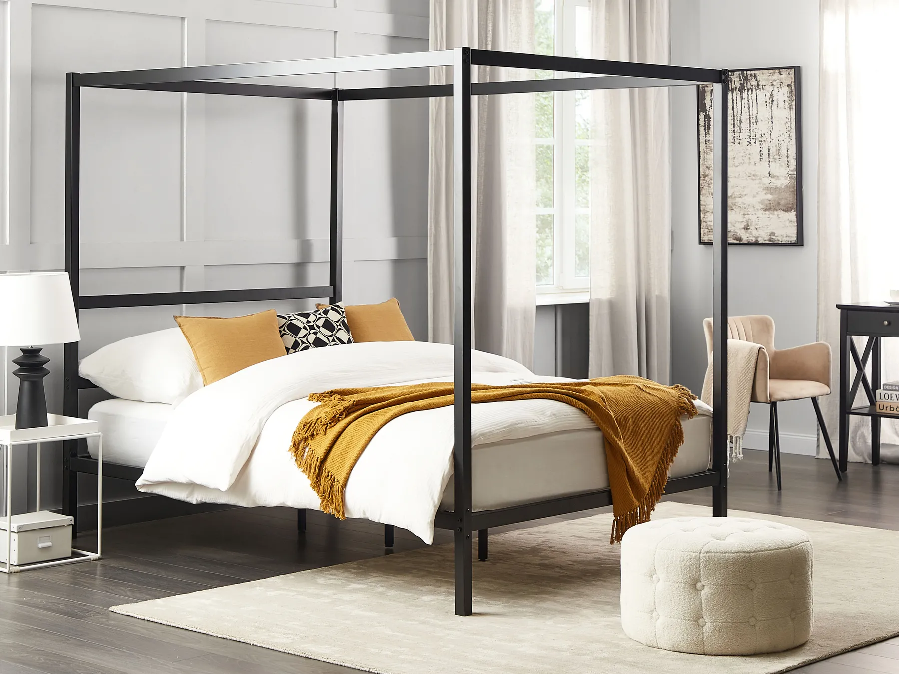 Himmelbett Metall LESTARDS 140 x 200 cm Schwarz_863336