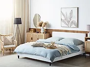Bettrahmenbezug Samtstoff FITOU 160 x 200 cm Weiß_1179487
