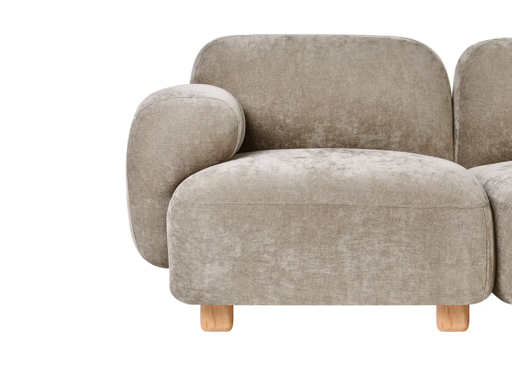 Modulsofa 3-Sitzer AMLI mit Ottomane Stoff Beige_1070335
