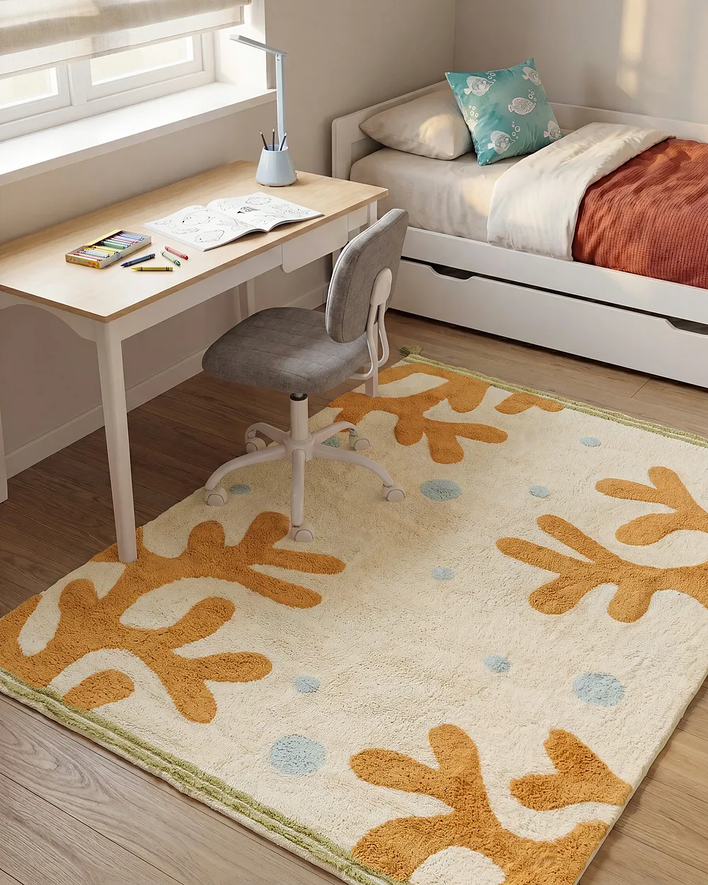 Kindervloerkleed JAJPUR  Lichtbeige 140 x 200 cm Katoen_1155039