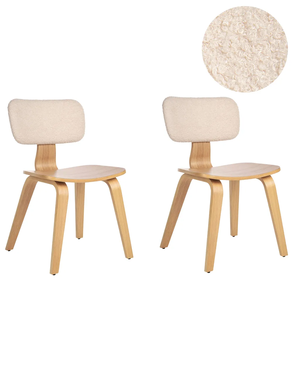 Set of 2 Dining Chairs LUCINDA Wood Light Brown
