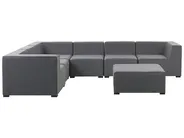 Garten Ecksofa mit Ottomane 7-Sitzer AREZZO modular Grau linksseitig_824518