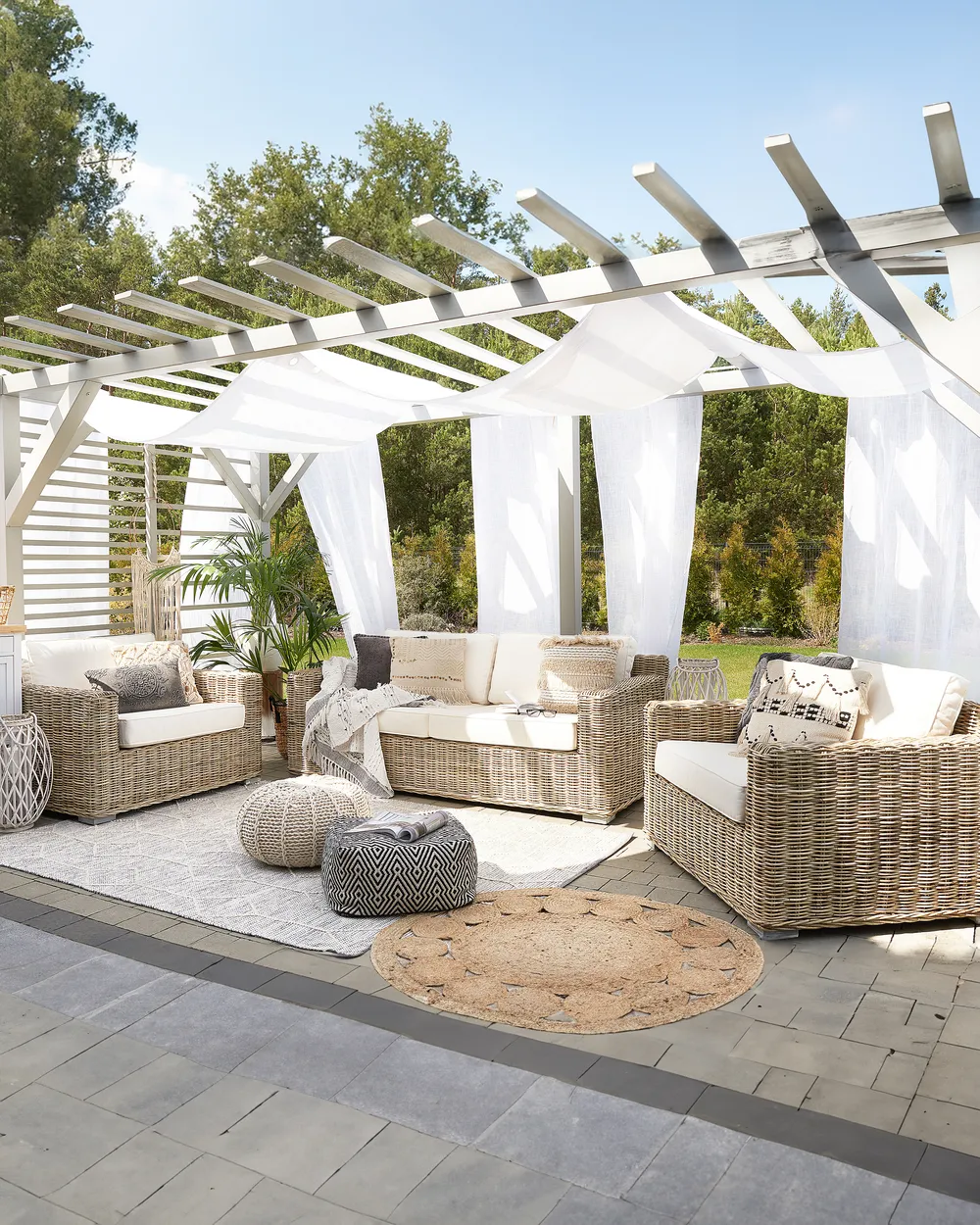 Set of 2 Garden Armchairs ARDEA Rattan Light Brown