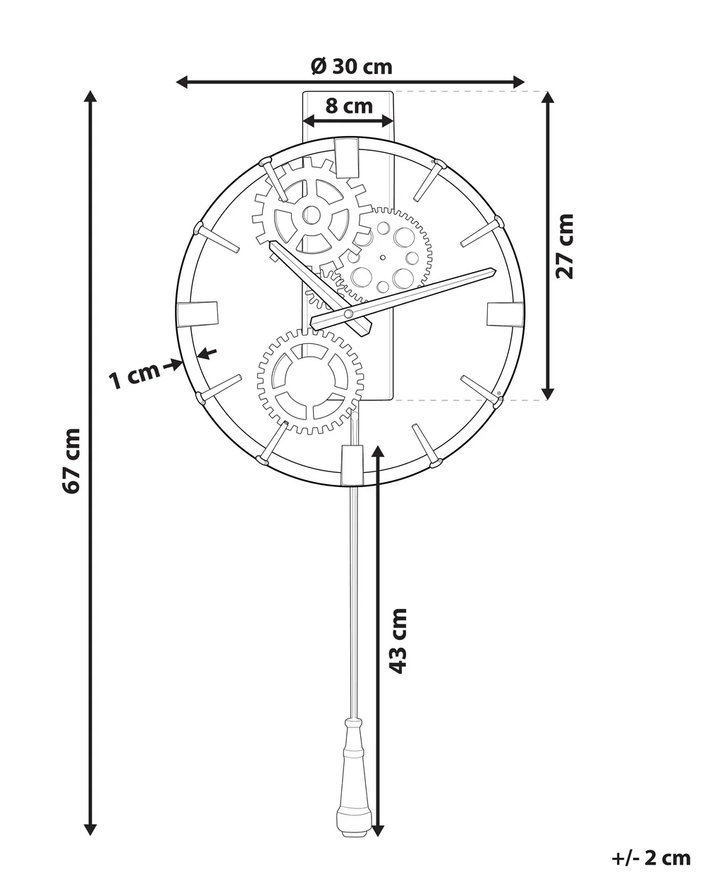 Wanduhr MARCOTE 30 cm Metall Gold_798195