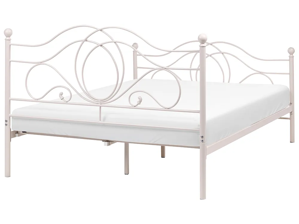 Bett mit Lattenrost Metall LYRA 140 x 200 cm Hellbeige_1162006