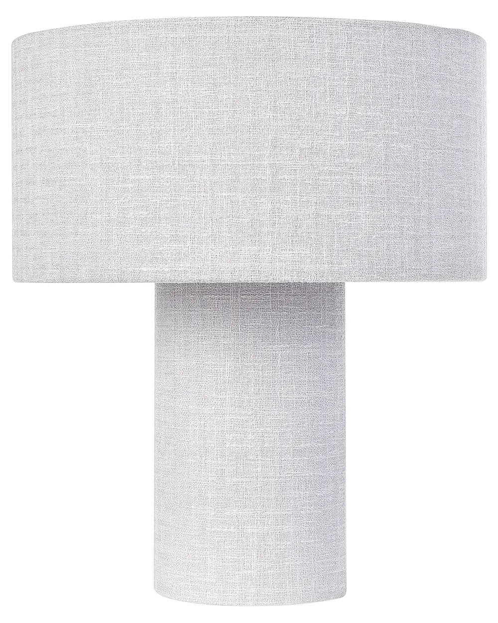 Lampada Da Tavolo Angolare In Ceramica E Tessuto – Grigio Effetto Cemento – Altezza 29 Cm – Con Lampadina LED 4W Inclusa – Interruttore A Corda