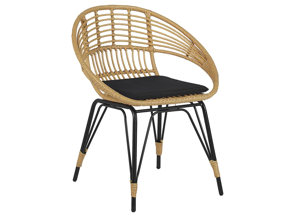 Bistro Set with Cushions PELLARO PE Rattan Black_809768
