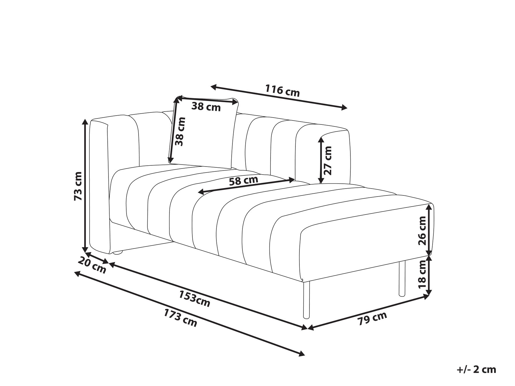 Linksseitige Chaiselongue LANNILS Stoff Hellbraun_941982