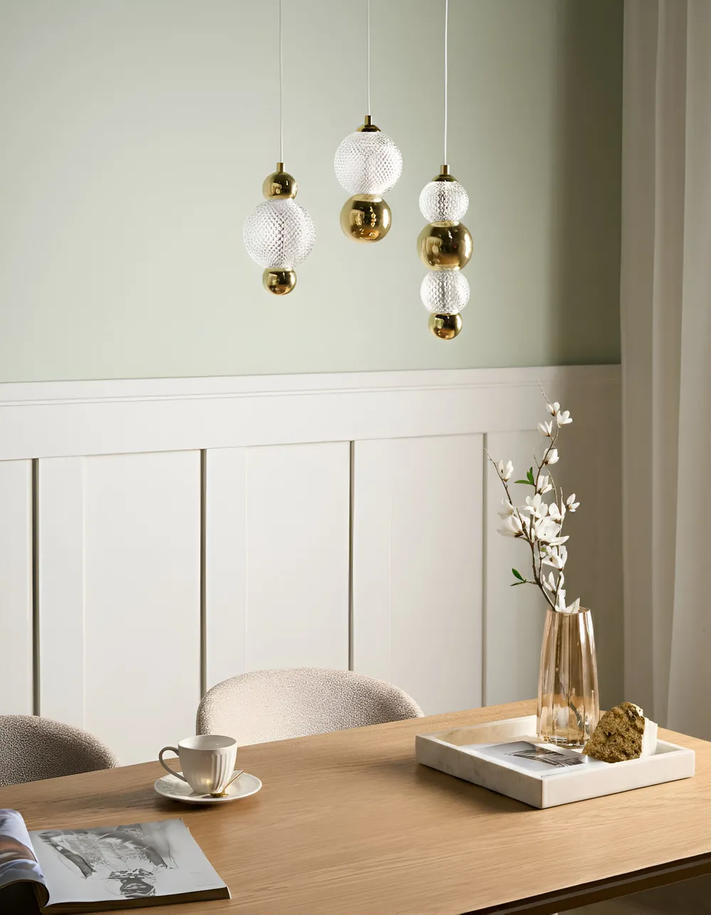 Hängeleuchte 3-flammig SORA LED Glas Gold_1033957