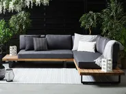 Garten Ecksofa mit Tisch 5-Sitzer MYKONOS zertifiziertes Akazienholz Dunkelgrau rechtsseitig_737841