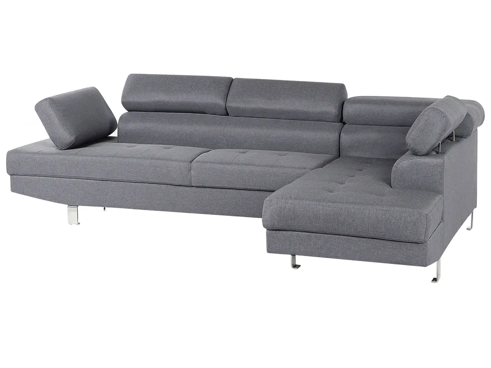 Ecksofa 5-Sitzer NORREA Stoff Grau linksseitig_685996