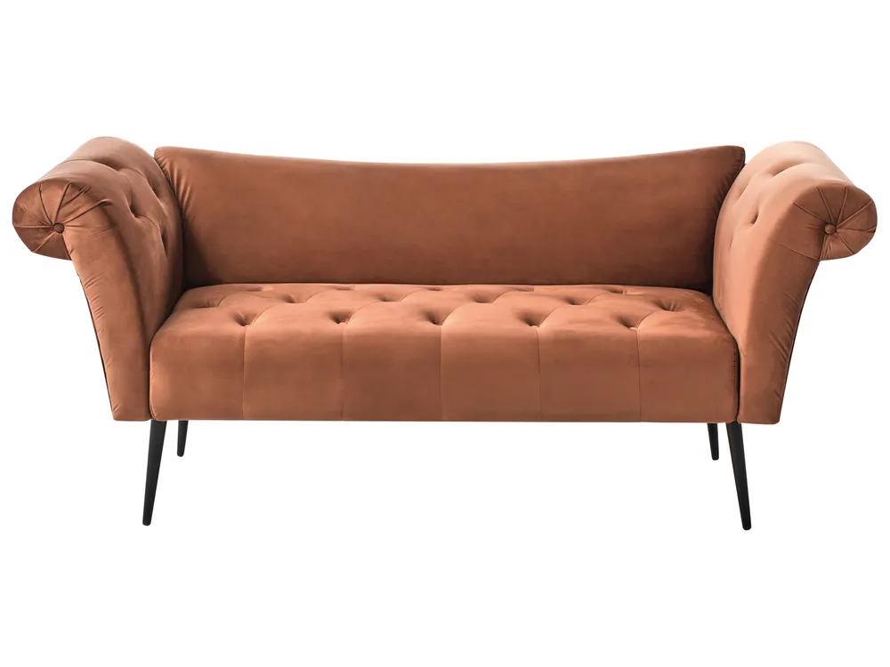 Chaiselongue NANTILLY Samtstoff Goldbraun