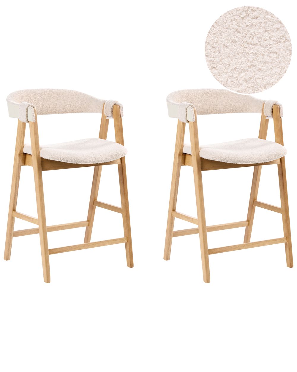 Set of 2 Bar Chairs DAY Boucle Light Brown/ Light Beige