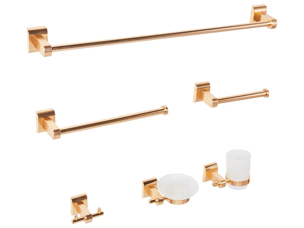 Badezimmerhalter Set 6-teilig TALARA mit Handtuchstangen und -haken Gold