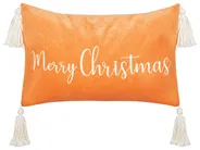 Dekokissen LITHOPS 30 x 50 cm Samtstoff Orange Weihnachtsmotiv_887913