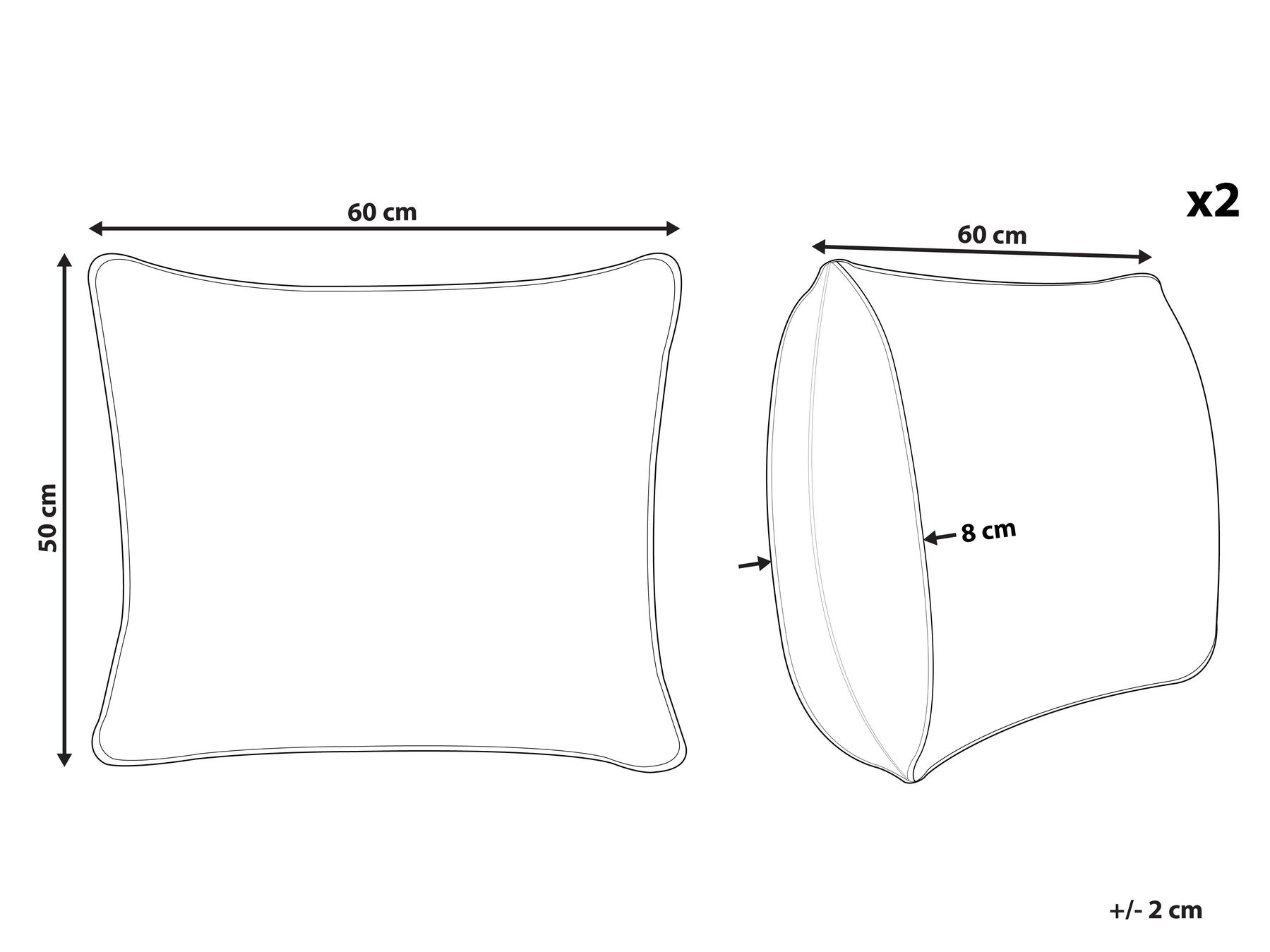 Kopfkissen 2er Set VIHREN Niedrig 50 x 60 cm Entenfedern und Daunen Weiß_811479