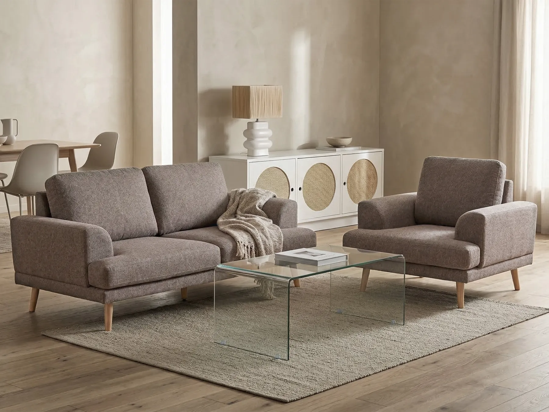 Sofa Set 4-Sitzer KILDAL Stoff Braun_1058437