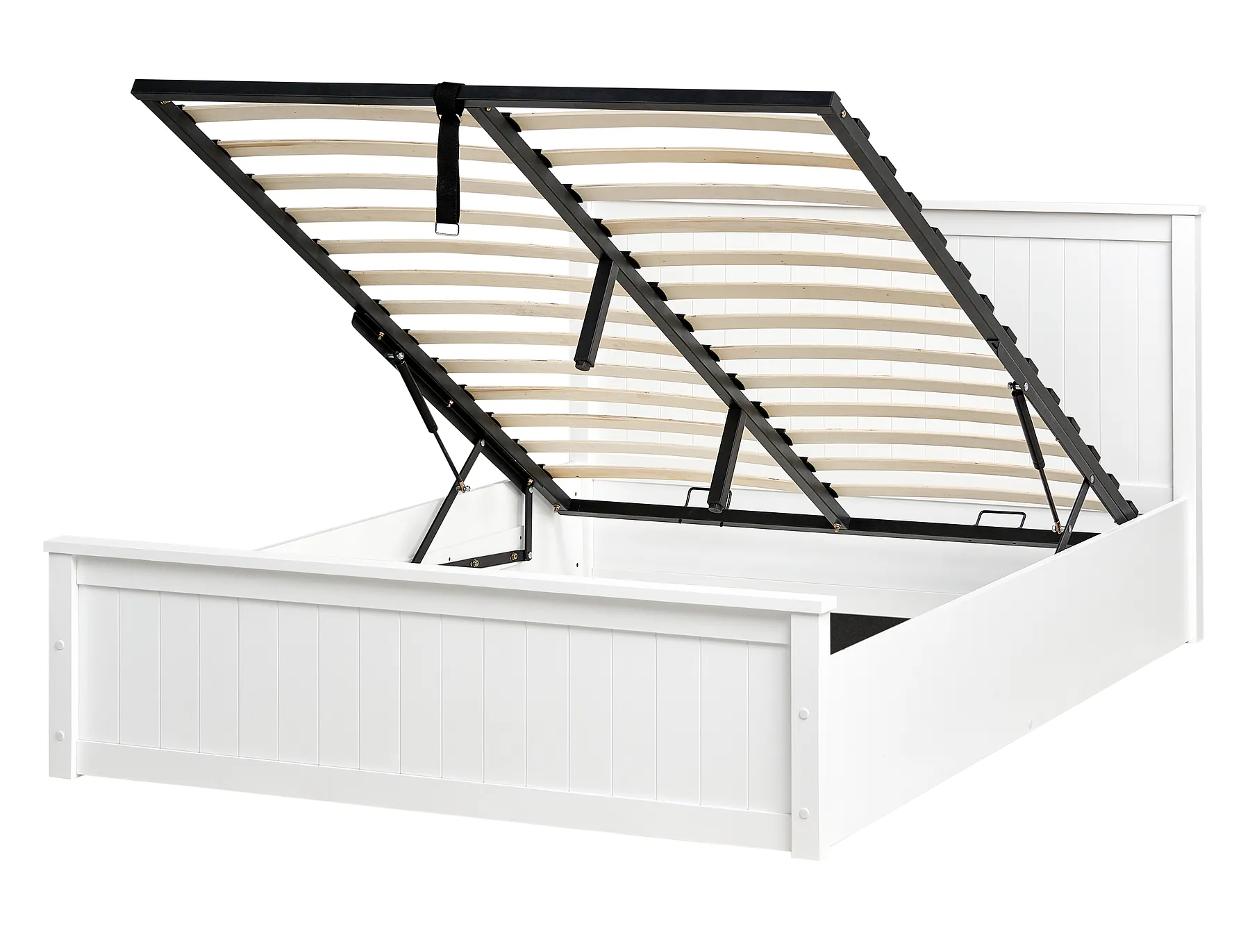 Ottoman Bed LAMBRES Pine Wood White 140 x 200 cm (EU Double)_985607