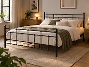 Bed Metal LYNX 160 x 200 cm (EU King Size) Black_806513