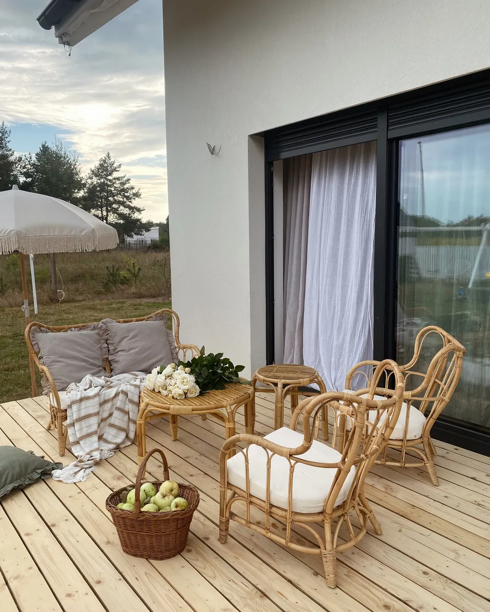 Lounge Set mit Tisch 4-Sitzer BRINDISI Rattan Naturfarben_835961