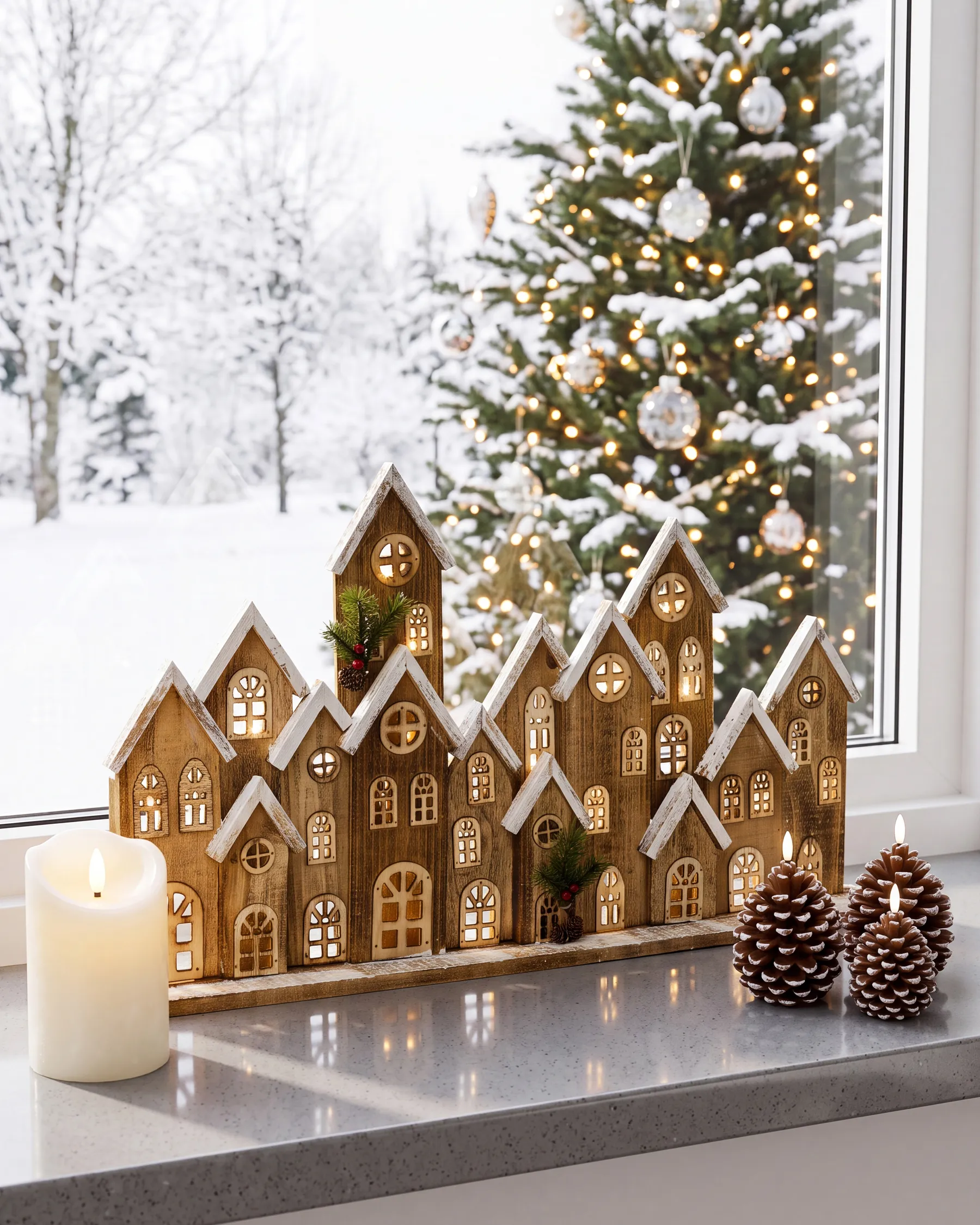 Weihnachtsdekoration LED MALLOS 45 cm Haus Braun_1029971