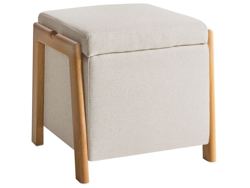 Storage Pouffe EDLAND Fabric 45 cm Light Beige