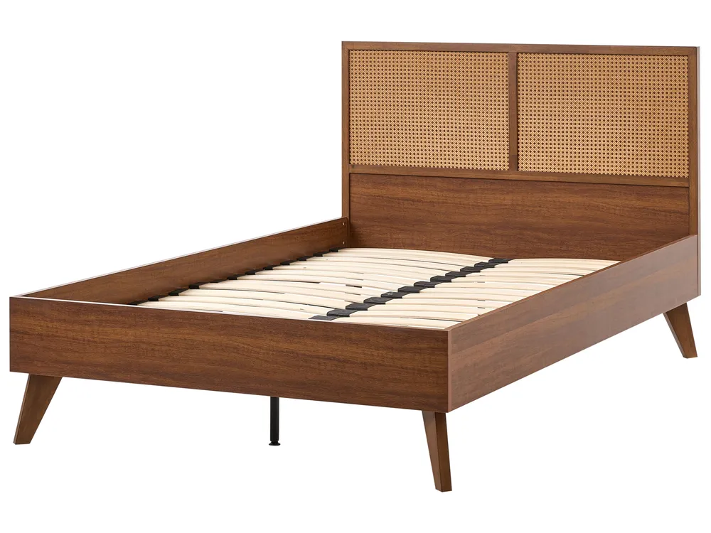 Bed PE Rattan MONPAZIER 120 x 200 cm (EU Small Double) Dark Brown_1037772