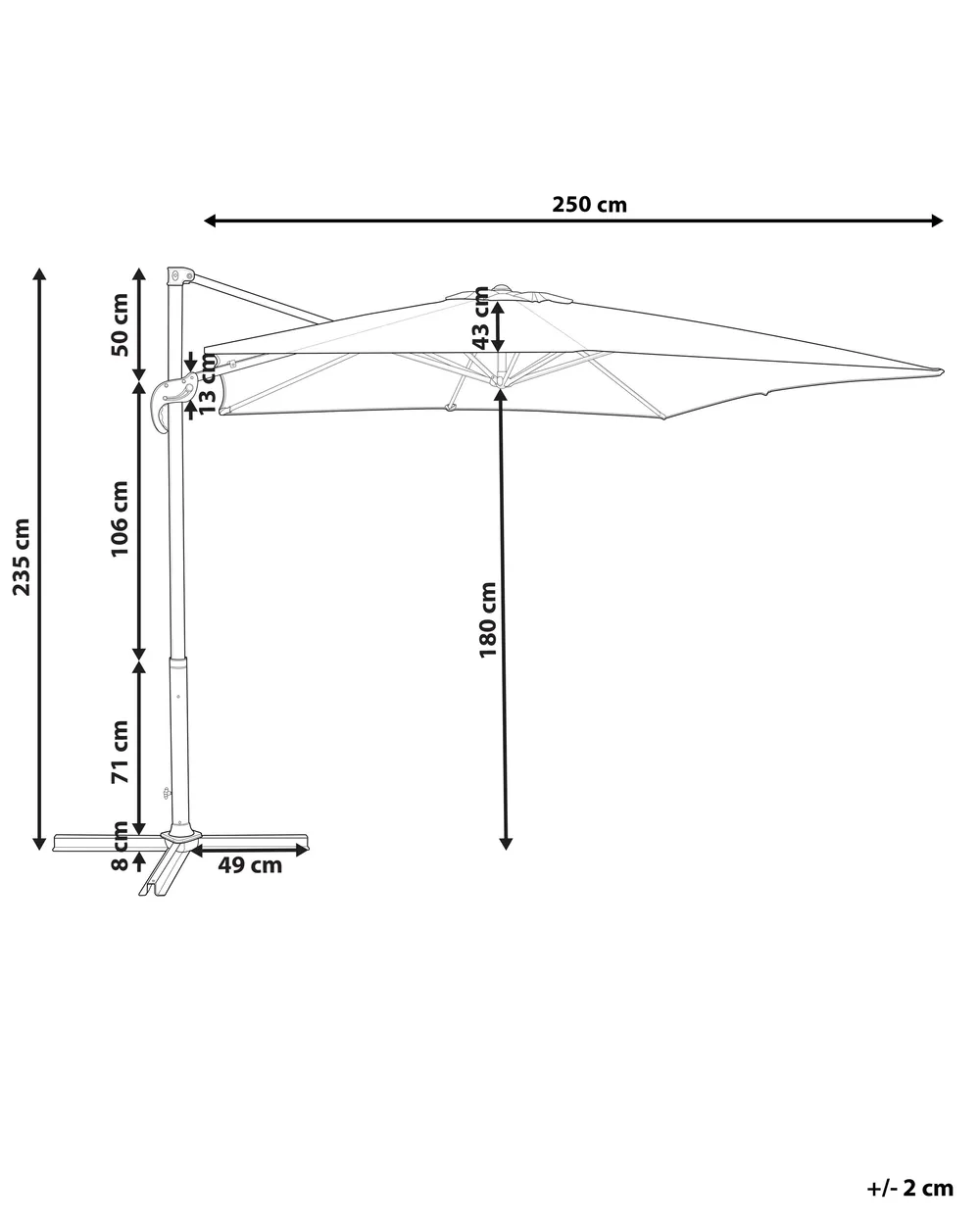 Ampelschirm 250 cm MONZA Dunkelgrau_700291