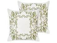 Dekokissen 2er Set ZALEYA 45 x 45 cm Baumwolle Weiß Blumenmuster_914054