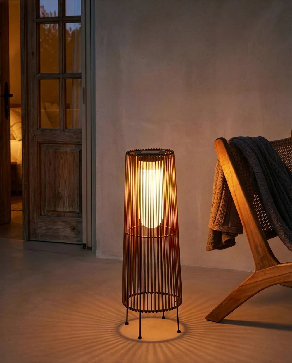 Solarbetriebene Laterne SEMLIKI 68 cm Naturfarben