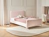 Bett mit Lattenrost Samtstoff LUNAN 120 x 200 cm Pastellrosa