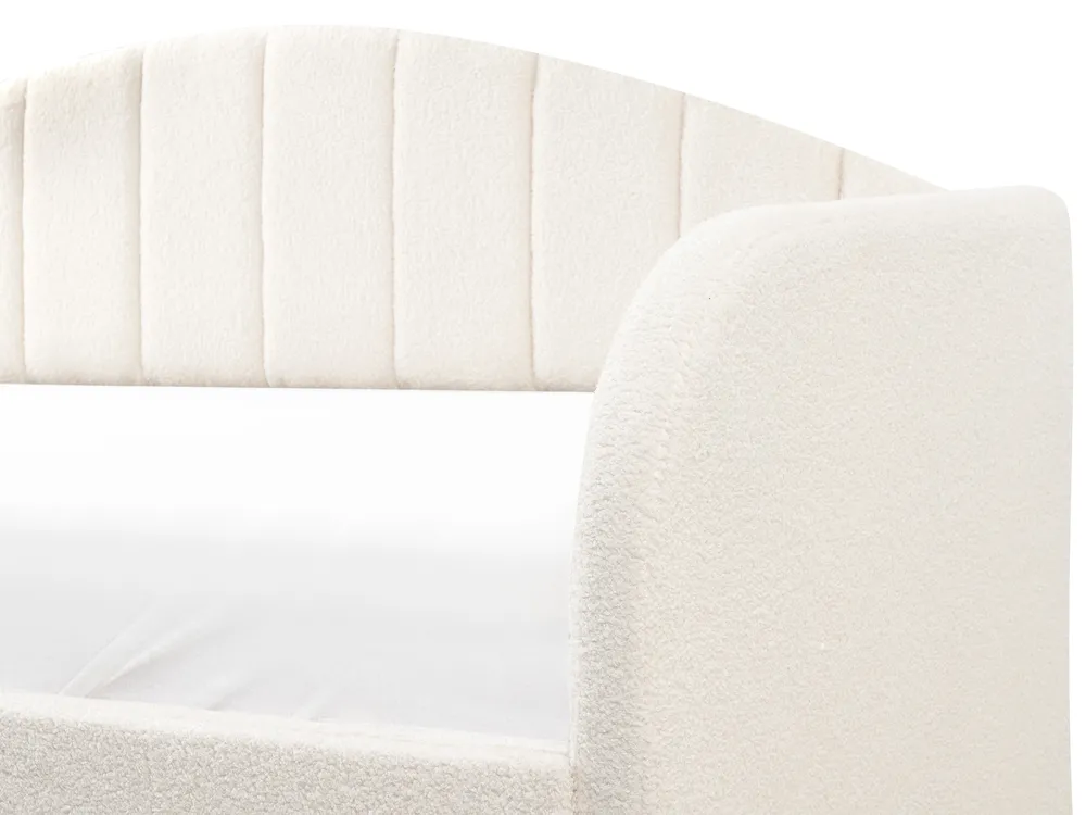 Ausziehbett Bouclé EYBURIE 90 x 200 cm Hellbeige_907126
