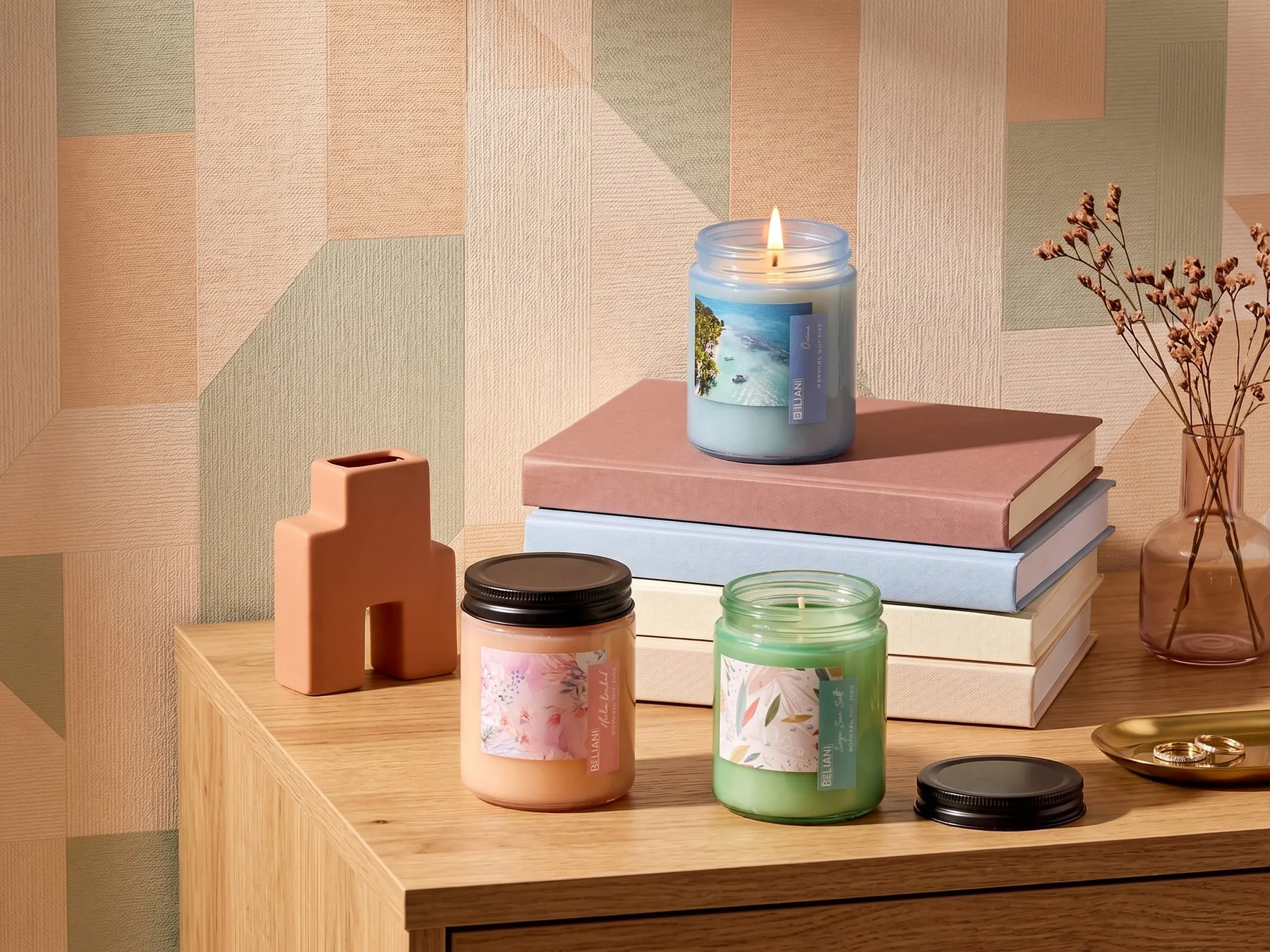 Duftkerzen 3er Set FRUITY BLOOM Sojawachs Frische Note Blumige Note_874353