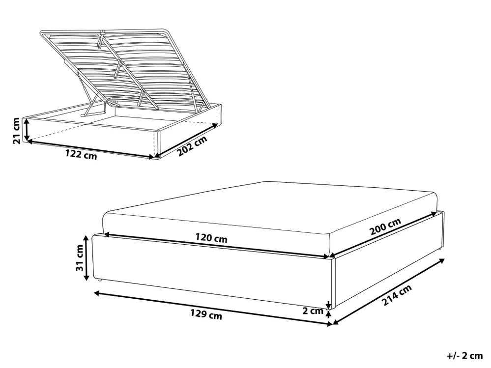 Ottoman Bed without Headboard DINAN Boucle Taupe 120 x 200 cm (EU Small Double)_1188237