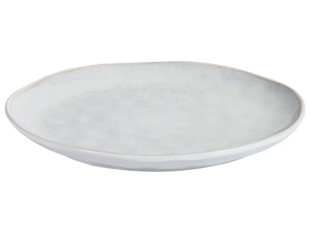 Set of 4 Dinner Plates SESAME Stoneware Light Grey_957368
