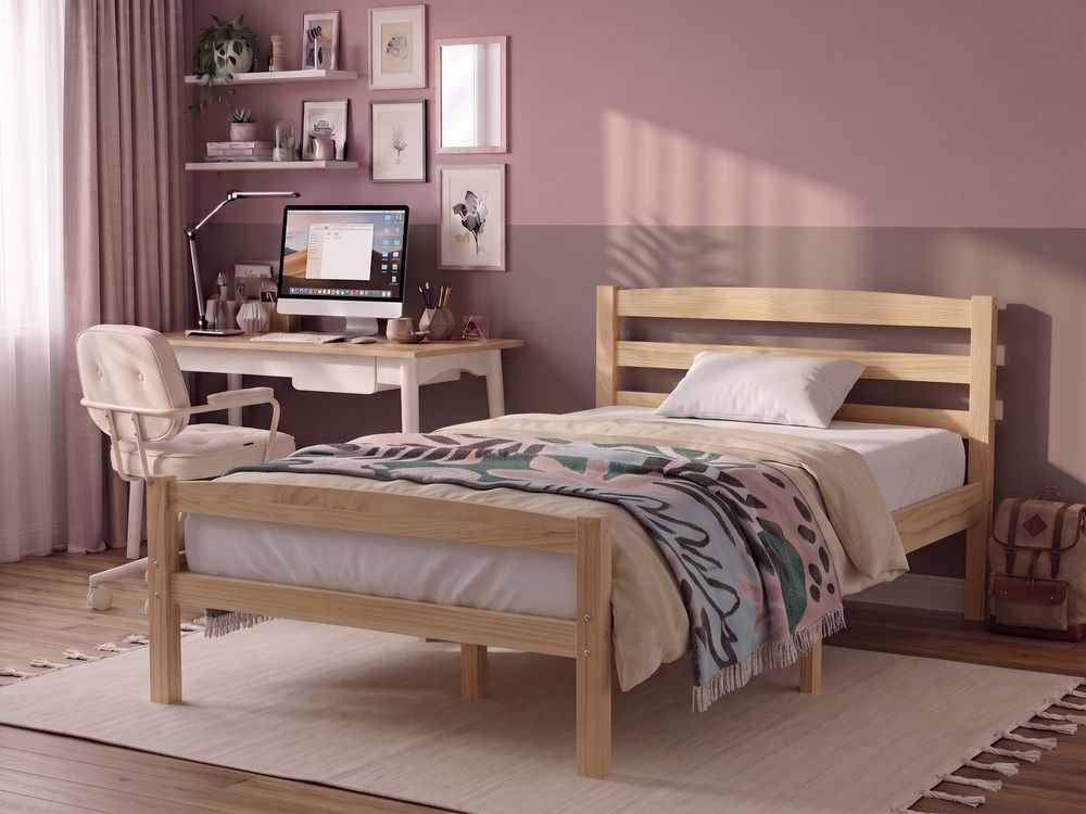 Bed Dennenhout ECHALLON 80 x 200 cm Lichtbruin