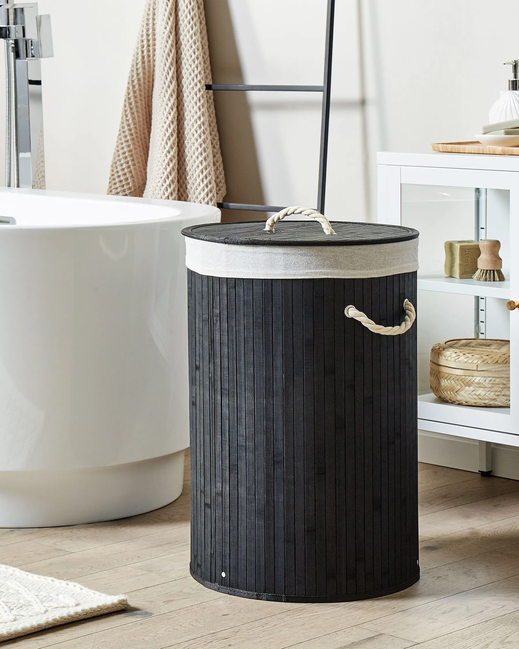 Wäschekorb SANNAR Bambus Schwarz 75 L_849822