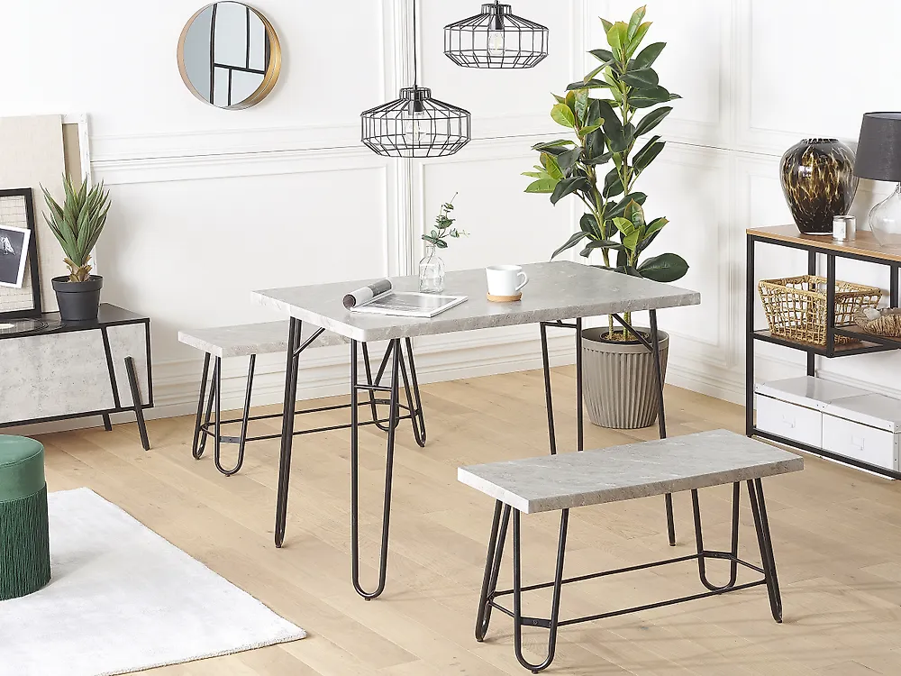 Esszimmer Set KEMPTON Hellgrau 4-Sitzer_1177937