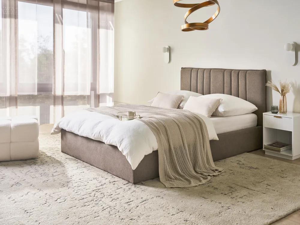 Ottoman Bed TARASCON Fabric Taupe 140 x 200 cm (EU Double)