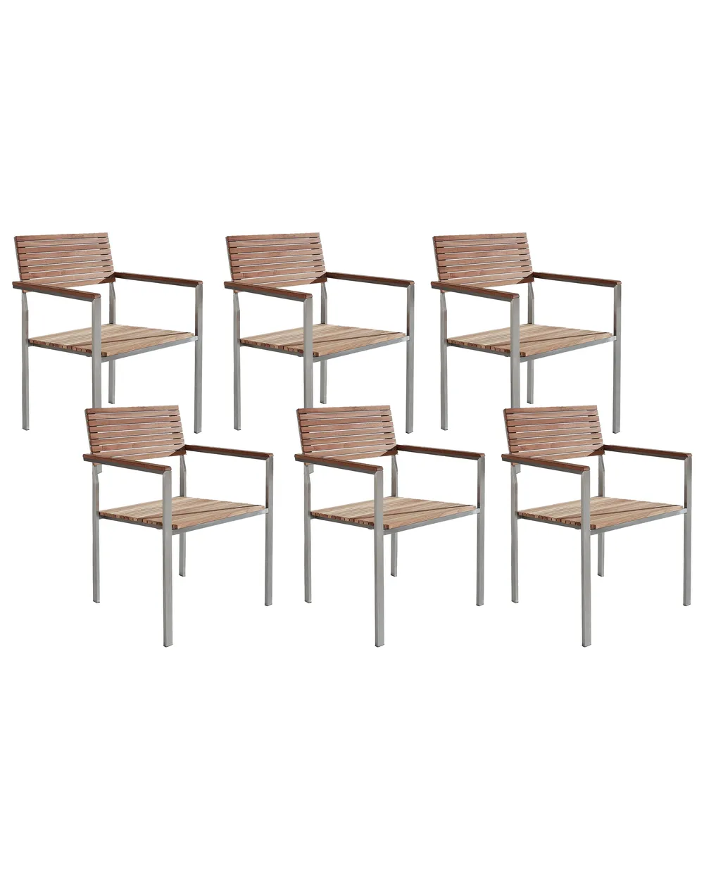 Gartenstuhl 6er Set VIAREGGIO Teakholz Braun