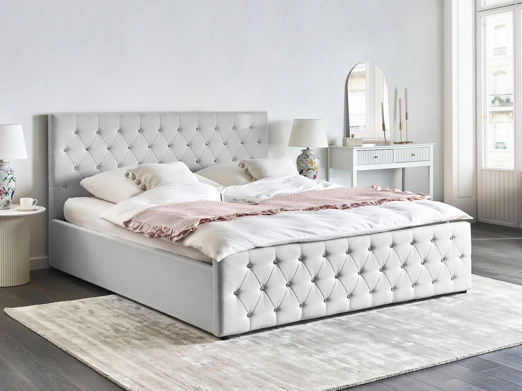 Bett mit Stauraum AMIENS Stoff Beige 180 x 200 cm_1185152