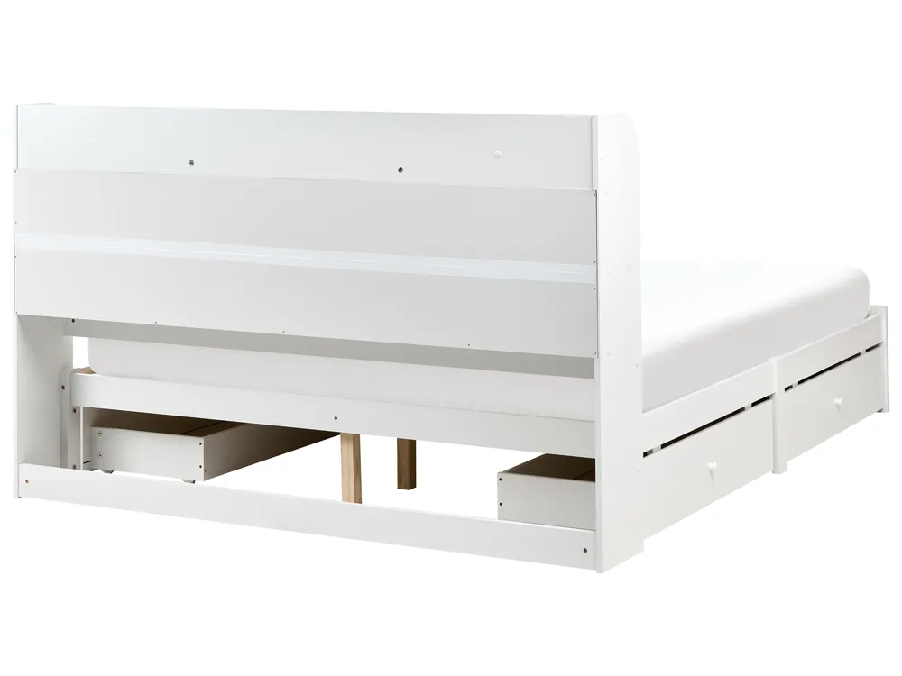 Bed with Storage Drawers BIZOU White 160 x 200 cm (EU King Size)_1033133