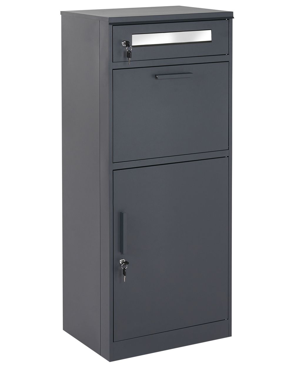 Paketbriefkasten mit Briefeinwurf CISTERNINO 53 cm 39 cm Metall Graphitgrau