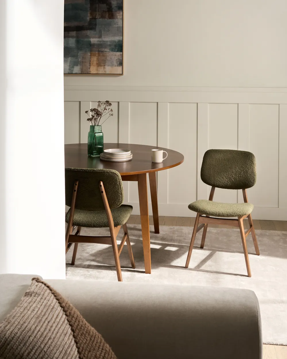 Set van 2 eetkamerstoelen ELAINE Bouclé Donkerbruin/groen