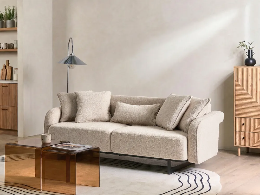 Sofa 3-Sitzer SVANEK Bouclé Beige