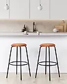 Set mit 2 Barhockern MORTON Samtstoff Orange