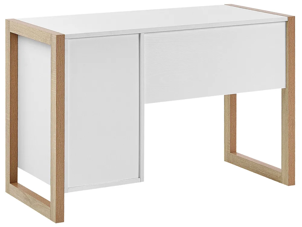 Schreibtisch JOHNSON 112 cm 50 cm mit Stauraum Braun / Weiß_790289