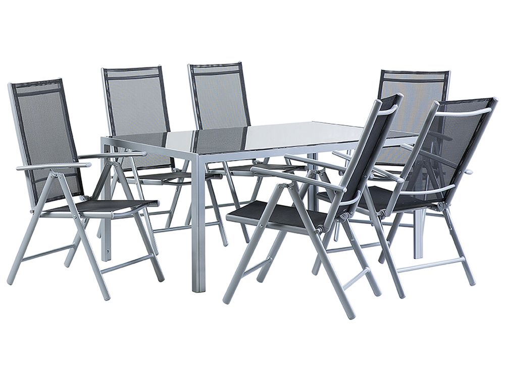 Garden Dining Set 6 Seater CATANIA Metal Black