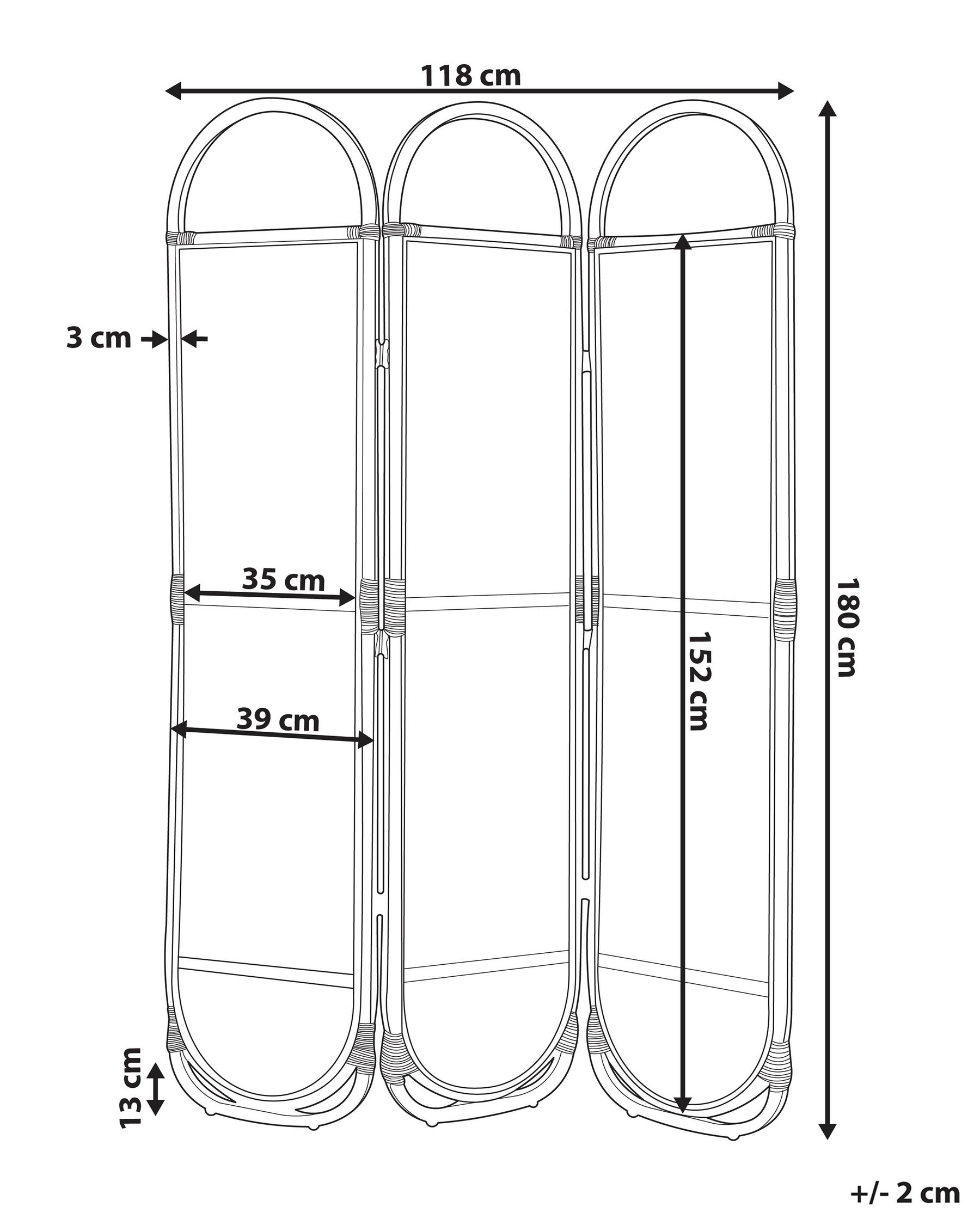 3 Panel Room Divider CORTONA 118 cm 180 cm Light Brown_866388