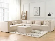Ottoman LEMVIG Corduroy Light Beige_876459